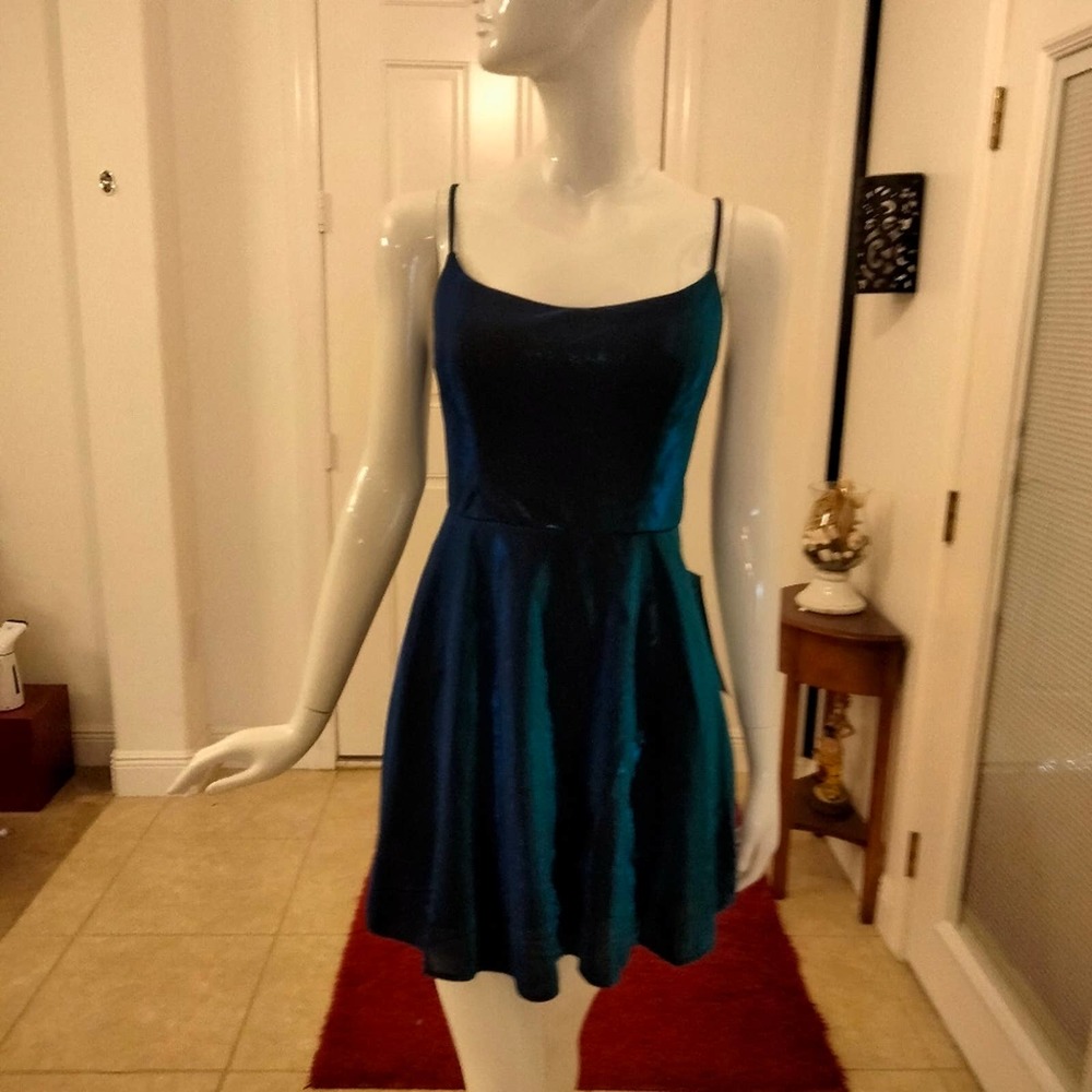 Metallic Royal blue evening dress 11